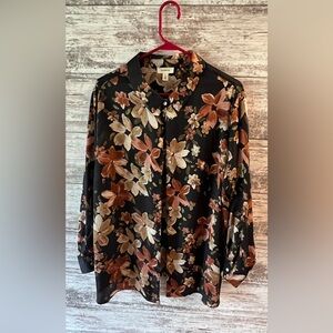 Silky Floral button down top